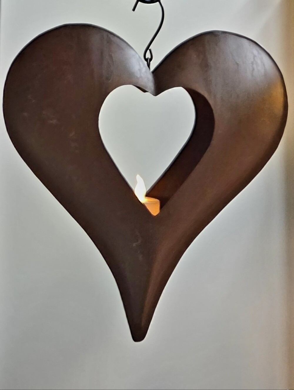 Sundance Catalog Metal Hanging Rustic Heart Tealight Candle Holder